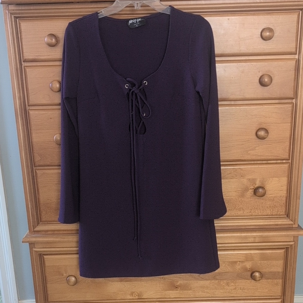 Nasty Gal Purple Lace-Up Dress
